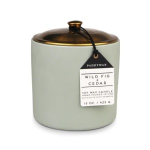 Керамична соева свещ Падивакс, Hygge - зелена - Дива смокиня и кедър 425 гр